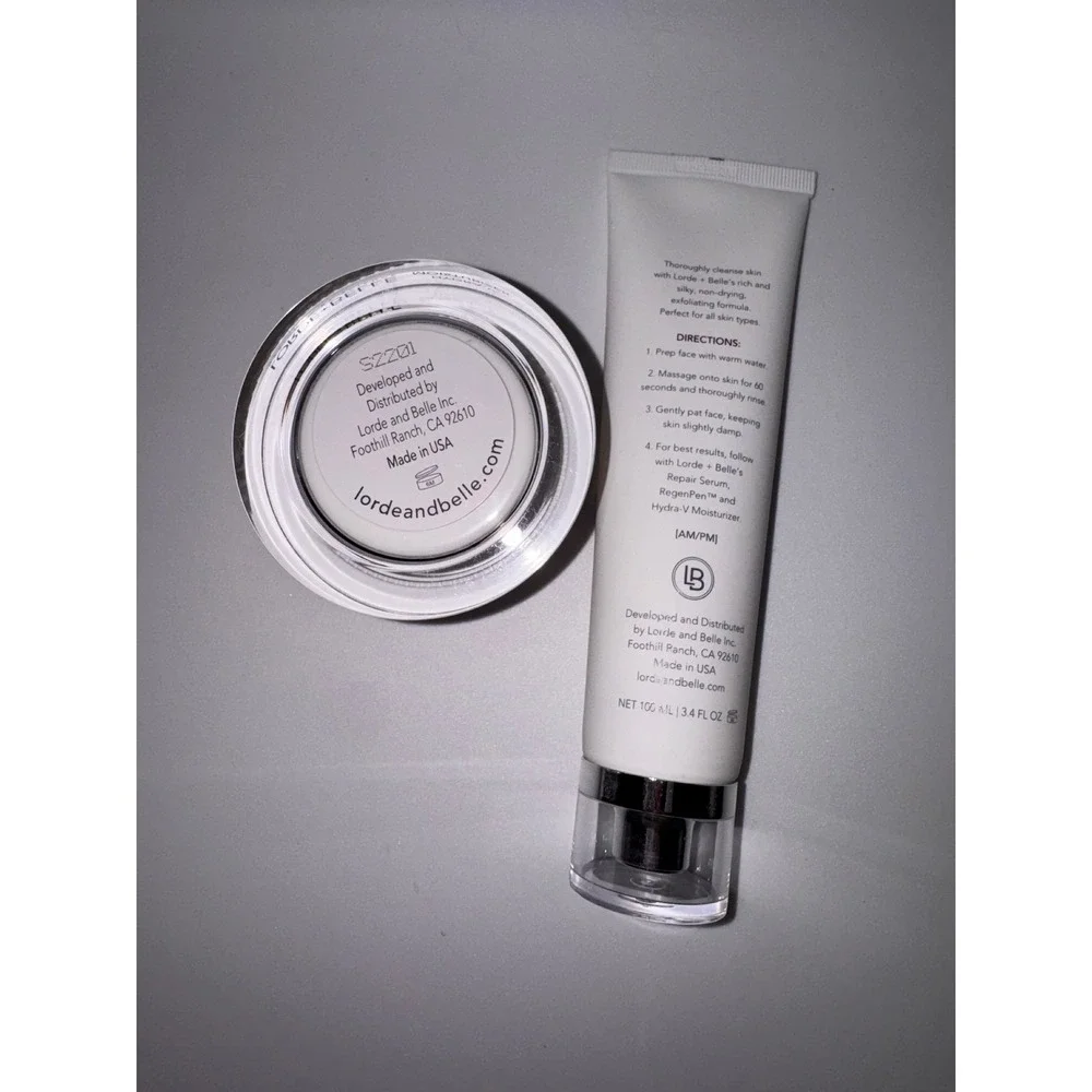 Lorde + Belle Skincare Set Hydra-V Moisturizer & Hydrating Cleanser 3.4oz NWT